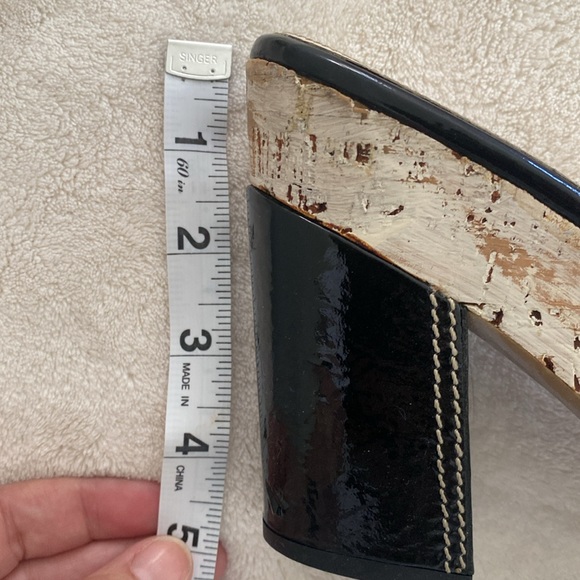 Prada Black Patent Platform Cork Heels Shoes Size 36 - Picture 10 of 10